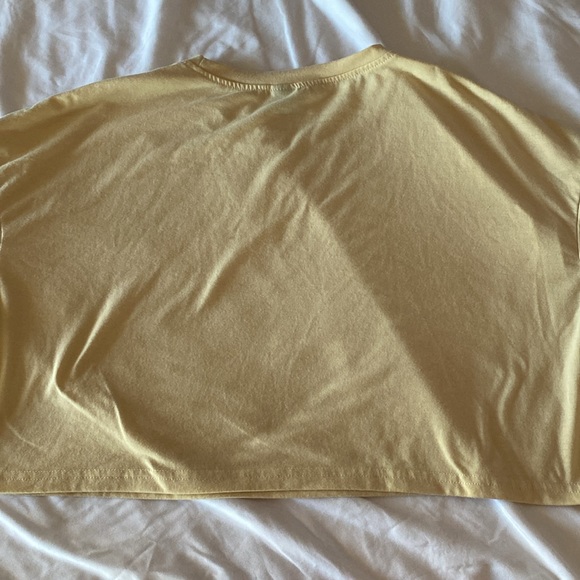 Pale yellow shein crop top with smiley face on it, - Picture 4 of 4